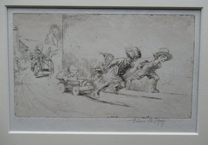 Eileen Soper Drypoint Etching Go Cart Rate 1920s Pencil Signed