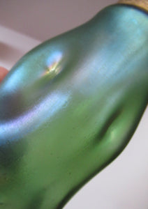 Stolzle Czech Art Glass Vase with Mistletoe Collar. Loetz Style