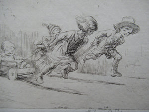 Eileen Soper Drypoint Etching Go Cart Rate 1920s Pencil Signed