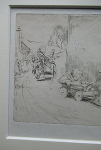 Eileen Soper Drypoint Etching Go Cart Rate 1920s Pencil Signed