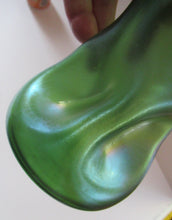 Load image into Gallery viewer, Stolzle Czech Art Glass Vase with Mistletoe Collar. Loetz Style
