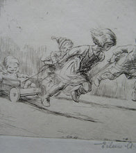 Load image into Gallery viewer, Eileen Soper Drypoint Etching Go Cart Rate 1920s Pencil Signed
