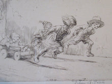 Load image into Gallery viewer, 1923 Eileen Soper The Go Cart Race Pencil Signed Etching
