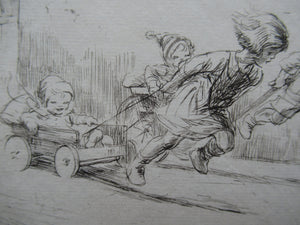 Eileen Soper Drypoint Etching Go Cart Rate 1920s Pencil Signed