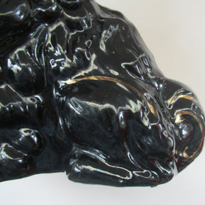 Antique BO'NESS POTTERY Black Jackfield Style Spaniels
