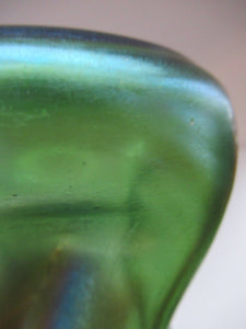 Stolzle Czech Art Glass Vase with Mistletoe Collar. Loetz Style
