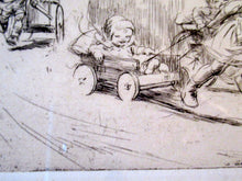 Load image into Gallery viewer, 1923 Eileen Soper The Go Cart Race Pencil Signed Etching
