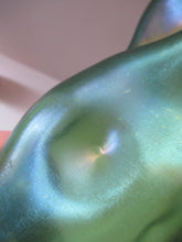 Load image into Gallery viewer, Stolzle Czech Art Glass Vase with Mistletoe Collar. Loetz Style
