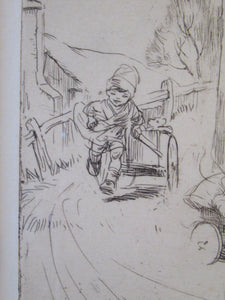 1923 Eileen Soper The Go Cart Race Pencil Signed Etching