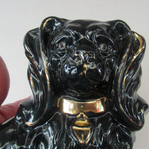 Antique BO'NESS POTTERY Black Jackfield Style Spaniels