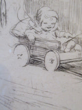 Load image into Gallery viewer, 1923 Eileen Soper The Go Cart Race Pencil Signed Etching
