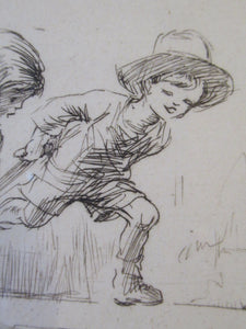 1923 Eileen Soper The Go Cart Race Pencil Signed Etching