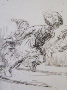 1923 Eileen Soper The Go Cart Race Pencil Signed Etching