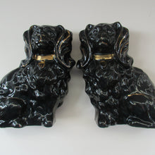 Load image into Gallery viewer, Antique BO&#39;NESS POTTERY Black Jackfield Style Spaniels
