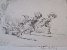 Load image into Gallery viewer, 1923 Eileen Soper The Go Cart Race Pencil Signed Etching
