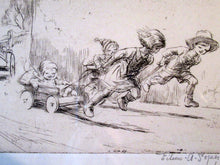Load image into Gallery viewer, 1923 Eileen Soper The Go Cart Race Pencil Signed Etching
