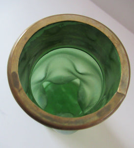Stolzle Czech Art Glass Vase with Mistletoe Collar. Loetz Style