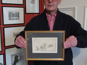 1923 Eileen Sopper Tug of War Pencil Signed Etching