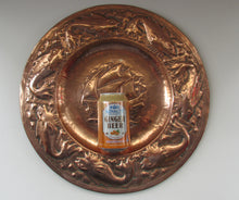 Load image into Gallery viewer, John Drew MacKenzie Antique NEWLYN Copper Charger with Galleon and Fish
