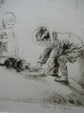 Load image into Gallery viewer, Eileen Soper Drypoint Etching The Stray Cat Signed in Pencil
