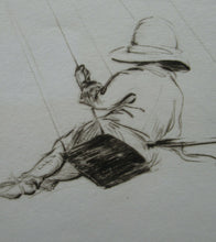 Load image into Gallery viewer, 1920s Eileen Soper Original Drypoint Etching Flying Swings Pencil Signed
