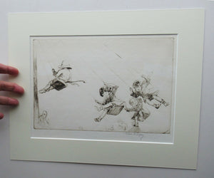 1920s Eileen Soper Original Drypoint Etching Flying Swings Pencil Signed