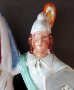 Genuine ANTIQUE Pair of 19th Century Staffordshire Figures Representing War and Peace; c 1870