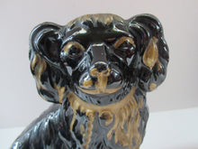 Load image into Gallery viewer, Antique STAFFORDSHIRE Black Jackfield Spaniels with Gold Highlights 
