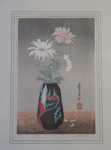 ICONIC EDINBURGH. Urushibara Woodblock Entitled Daises. Pencil Signed