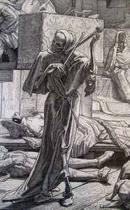 1851 German Woodcut. Death as a Strangler by Alfred Rethel
