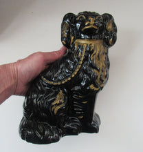 Load image into Gallery viewer, Antique STAFFORDSHIRE Black Jackfield Spaniels with Gold Highlights 
