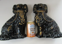 Load image into Gallery viewer, Antique STAFFORDSHIRE Black Jackfield Spaniels with Gold Highlights 
