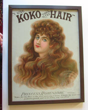Load image into Gallery viewer, GENUINE Antique Victorian Large-Scale Shop Display Advert / Showcard for KOKO Hair Dressing; c 1890
