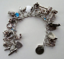 Load image into Gallery viewer, Vintage 1950s Sterling Silver Charm Bracelet
