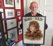 Load image into Gallery viewer, GENUINE Antique Victorian Large-Scale Shop Display Advert / Showcard for KOKO Hair Dressing; c 1890
