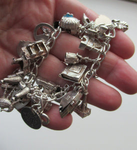 Vintage 1950s Sterling Silver Charm Bracelet