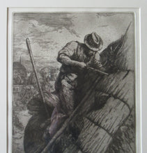 Load image into Gallery viewer, Charles Tunnicliffe Pencil Signed Etching The Thatcher 1927
