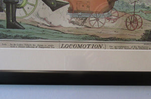 ANTIQUE SATIRICAL PRINT. 1820s Hand-Coloured Etching. LOCOMOTION by R.S. Shortshanks. Pulished by Thomas McLean