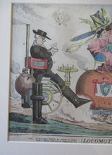 Load image into Gallery viewer, ANTIQUE SATIRICAL PRINT. 1820s Hand-Coloured Etching. LOCOMOTION by R.S. Shortshanks. Pulished by Thomas McLean
