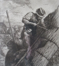 Load image into Gallery viewer, Charles Tunnicliffe Pencil Signed Etching The Thatcher 1927
