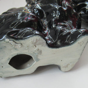 Antique BO'NESS POTTERY Black Jackfield Style Spaniels