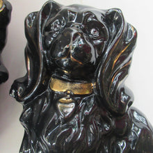Load image into Gallery viewer, Antique BO&#39;NESS POTTERY Black Jackfield Style Spaniels
