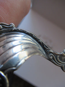 NORWEGIAN SILVER: Pair of Matching Viking Ship Salt Cellars. With Original Clear Glass Liner & Later Additional Spoons