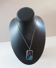 Load image into Gallery viewer, Vintage 1920s Art Deco KINGFISHER DESIGN Butterfly Wing Pendant with Silver Back &amp; Chain
