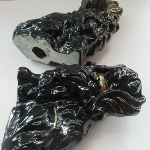 Antique BO'NESS POTTERY Black Jackfield Style Spaniels