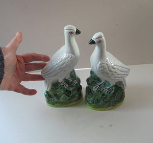 1870s Pair of White Bird Staffordshire Flatback Figurines Antique