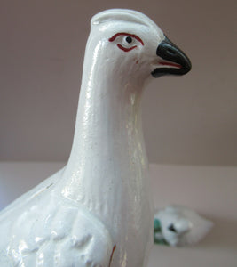 1870s Pair of White Bird Staffordshire Flatback Figurines Antique