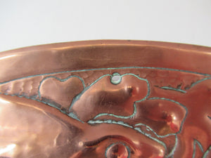 LARGE Antique NEWLYN School Charger. With Central Galleon Motif and a Frieze of Fishes Around the Rim. Inscribed on Reverse