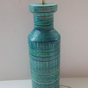 Large Vintage 1960s BITOSSI Table Lamp with More Unusual Sgraffito Striped Pattern