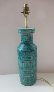 Large Vintage 1960s BITOSSI Table Lamp with More Unusual Sgraffito Striped Pattern